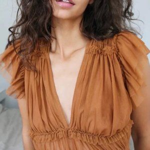 Free People ‘Making Me Smile’ Sheer Top - Brown